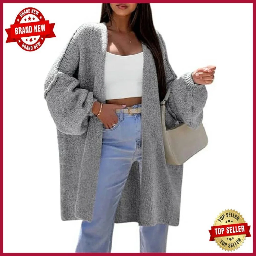 Oversized Long Cardigan Sweater Knit Open Front Winter Jacket_3
